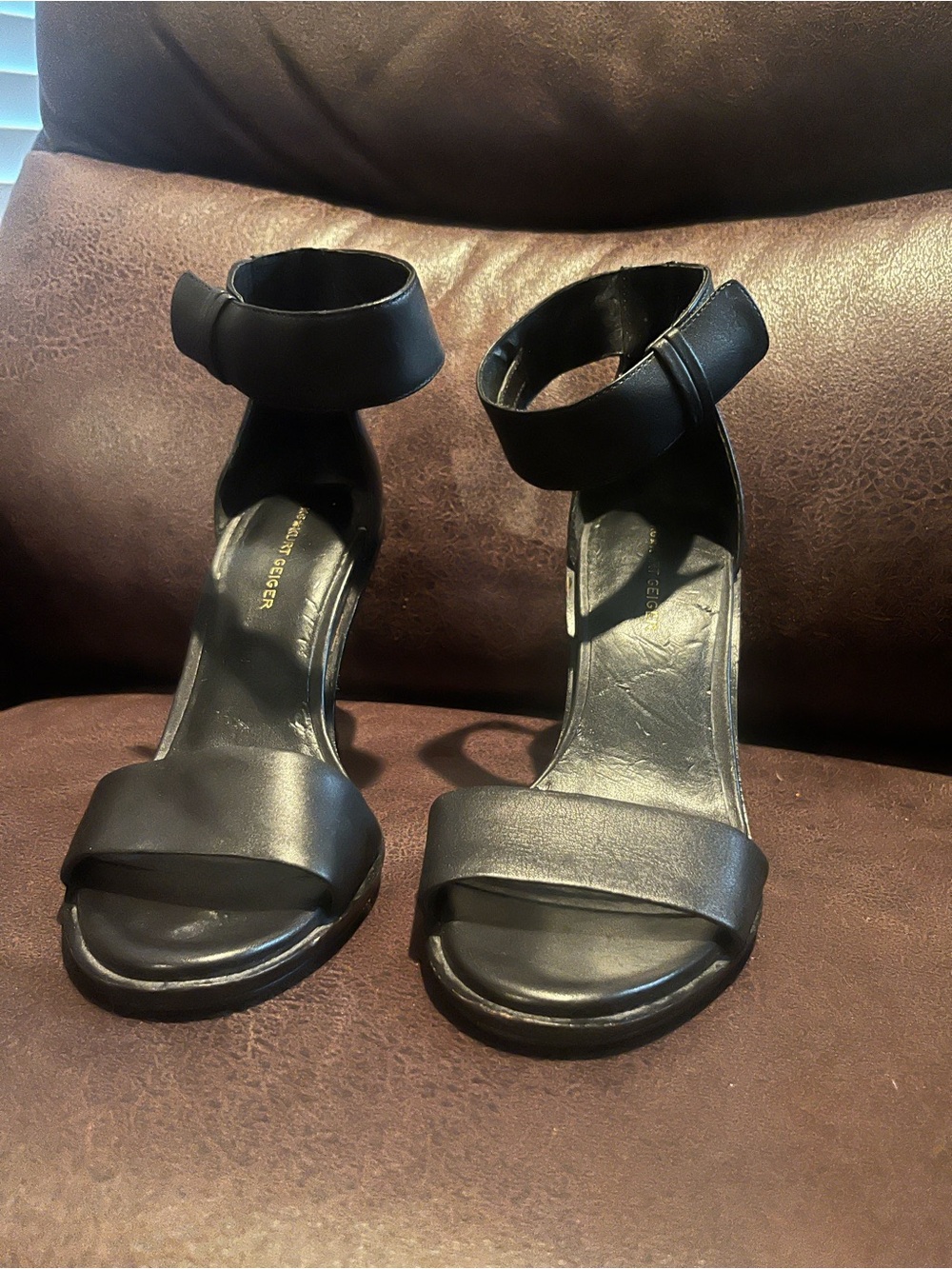 Kurt Geiger Black Ankle-Strap Heeled Sandals